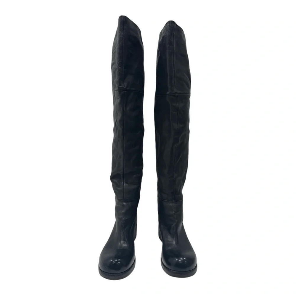 VIC MATIE Leather Boots Women's Over the Knee black Size 36 US 6 made in Italy